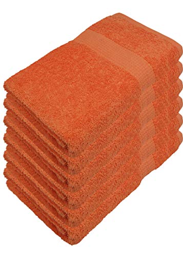 Miamar 6 er Set Handtuch 50 x 100 cm weich saugstark in 15 Farben erhätlich 500g/m² 100% Baumwolle Öko-Tex Orange von Miamar