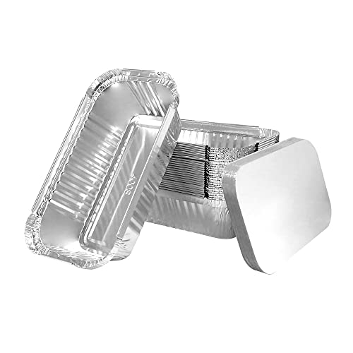 Miamex 25 Einweg-Schalen aus Aluminium, mit Deckel, für den Transport von Lebensmitteln – Einfrieren – Grill – Backen im Backofen – Kochen (650 ml) von Miamex