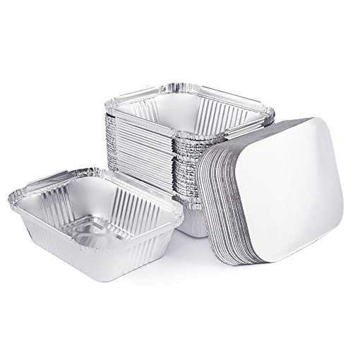 25 Einweg-Schalen aus Aluminium, mit Deckel, für den Transport von Lebensmitteln – Einfrieren – Grill – Backen im Backofen – Kochen (250 ml) von Miamex