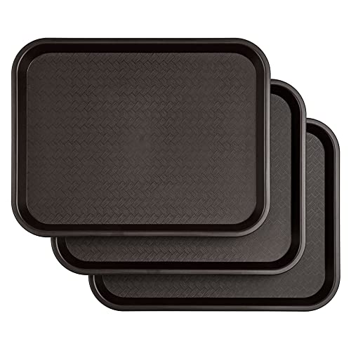Serviertabletts, rechteckig, aus Kunststoff, für Fast-Food/Kantine, Frühstückstablett, Braun, 3 Stück von Miamex