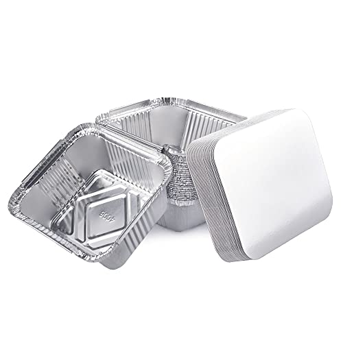 Miamex 25 Einwegschalen aus Aluminium mit Deckel für den Transport von Lebensmitteln – Einfrieren – Grill – Backen im Backofen (450 ml) von Miamex
