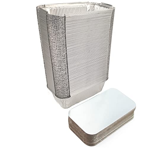 Miamex 100 Einwegschalen aus Aluminium mit Deckel zum Transport von Lebensmitteln – Einfrieren – Kochen (mit Deckel, 800 ml) von Miamex