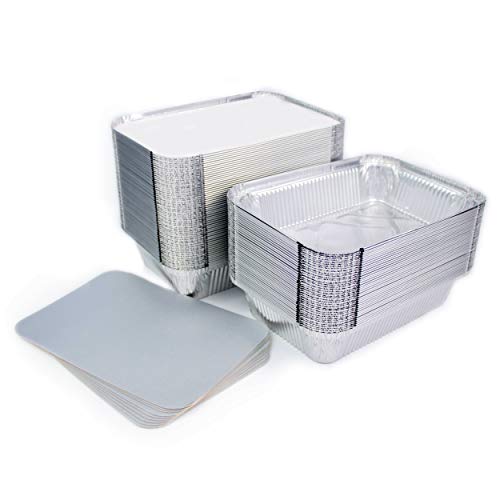 Miamex 100 Einwegschalen aus Aluminium, mit Deckel, für Lebensmittel, Einfrieren, Kochen (800 ml) von Miamex