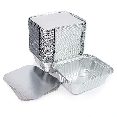 Miamex 100 Einwegschalen aus Aluminium, mit Deckel, für Lebensmittel, zum Einfrieren, Kochen (500 ml) von Miamex