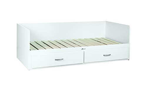 Miami ausziehbares Tagesbett, Holz, Weiss metallic, 204.2 x 94 x 70 cm von Miami