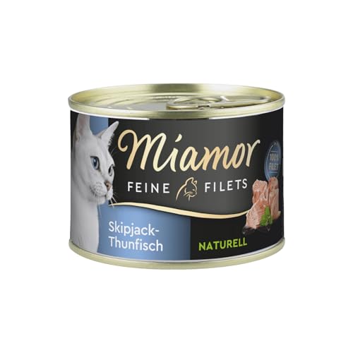 MIAMOR - Feine Filets Naturelle | Nassfutter für ausgewachsene Katzen mit Filetstückchen im eigenen Saft. Fettarmes Ergänzungsfutter in der Dose ohne künstliche Zusätze | 12x156g Thunfisch & Reis von Miamor
