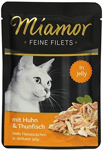 MIAMOR - Feine Filets in Jelly | Nassfutter für ausgewachsene Katzen mit Filetstückchen in Jelly. Fettarmes Ergänzungsfutter im Frischebeutel ohne Zusatzstoffe | 24x100g Huhn & Thunfisch MIAMOR - Feine Filets in Jelly | Nassfutter für ausgewachsene Katzen mit Filetstückchen in Jelly. Fettarmes Ergänzungsfutter im Frischebeutel ohne Zusatzstoffe | 24x100g Huhn & Thunfisch von Miamor