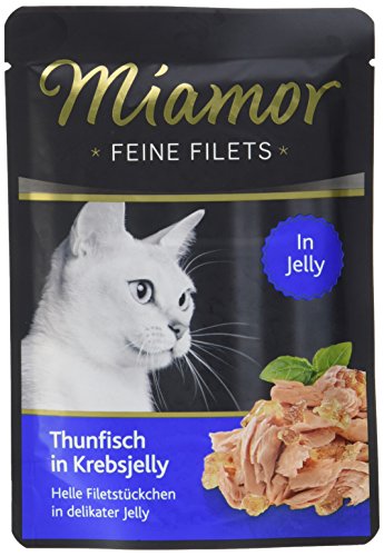 MIAMOR - Feine Filets in Jelly | Nassfutter für ausgewachsene Katzen mit Filetstückchen in Jelly. Fettarmes Ergänzungsfutter im Frischebeutel ohne Zusatzstoffe | 24x100g Thunfisch in Krebsjelly MIAMOR - Feine Filets in Jelly | Nassfutter für ausgewachsene Katzen mit Filetstückchen in Jelly. Fettarmes Ergänzungsfutter im Frischebeutel ohne Zusatzstoffe | 24x100g Thunfisch in Krebsjelly von Miamor
