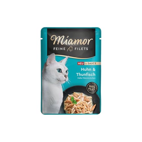 MIAMOR - Feine Filets in Sauce | Nassfutter für ausgewachsene Katzen mit Filetstückchen in Sauce. Fettarmes Ergänzungsfutter im Frischebeutel ohne künstliche Zusätze | 24x100g Thunfisch Pur MIAMOR - Feine Filets in Sauce | Nassfutter für ausgewachsene Katzen mit Filetstückchen in Sauce. Fettarmes Ergänzungsfutter im Frischebeutel ohne künstliche Zusätze | 24x100g Thunfisch Pur von Miamor