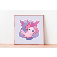 Axolotl 14, 8x14, 8cm Kunstdruck | Pastell A6 Premium Leinenkarton Dekoration Für Zuhause Wandkunst Design Von Miamouz von Miamouz