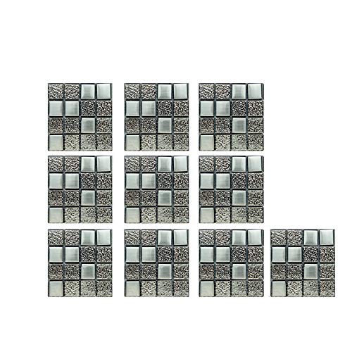 10 stück 3D Kristall Fliesenfolie für Bad Küche, 10x10cm, Wandfliese Aufkleber Mosaik Bodenaufkleber DIY Marokkanischer Fliesenaufkleber Badezimmer Deko Wasserdicht Selbstklebende Treppenaufkleber von MianYaLi