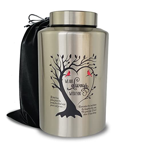 Große Urnen für erwachsene männliche und weibliche Asche, dekorative Urne für menschliche Asche (Always with You), Silber von Mianachilu