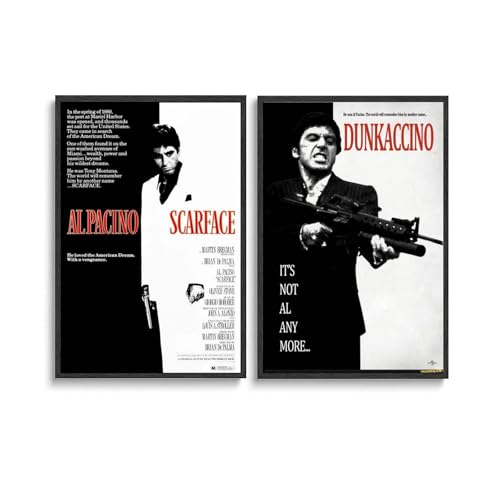 2 PCS Scarface Poster Vintage Movies Cover Poster Für Zimmer, Ästhetische Leinwand-Wandkunst, Schlafzimmer-Dekor Poster 20x30inch(50x75cm) von Mianm