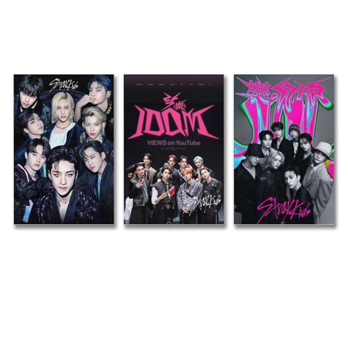 A Set Of 3 Stray Poster Kids Singer Music Cover Poster Für Zimmer, Ästhetische Leinwand-Wandkunst, Schlafzimmer-Dekor Poster 08x12inch(20x30cm)-3pcs von Mianm