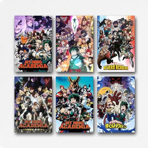 A Set Of 6 My Hero Poster Academia Vintage Classic Anime Movie Cover Poster Für Zimmer, Ästhetische Leinwand-Wandkunst, Schlafzimmer-Dekor Poster 08x12inch(20x30cm) von Mianm