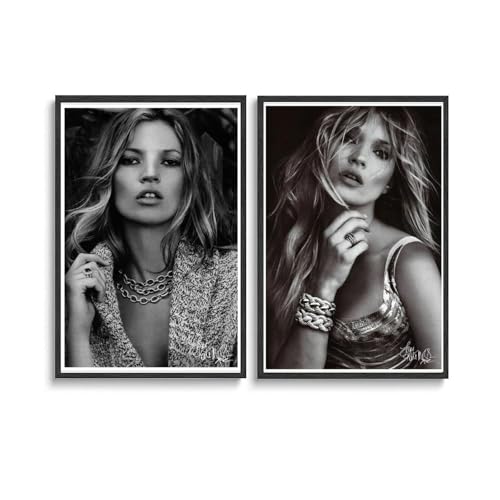 Mianm 2 PCS Vintage Kate Poster Moss Black And White Cover Poster Für Zimmer, Ästhetische Leinwand-Wandkunst, Schlafzimmer-Dekor Poster 12x18inch(30x45cm) von Mianm