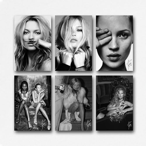 Mianm A Set Of 6 Kate Poster Moss Vintage Black And White Cover Poster Für Zimmer, Ästhetische Leinwand-Wandkunst, Schlafzimmer-Dekor Poster 16x24inch(40x60cm) von Mianm
