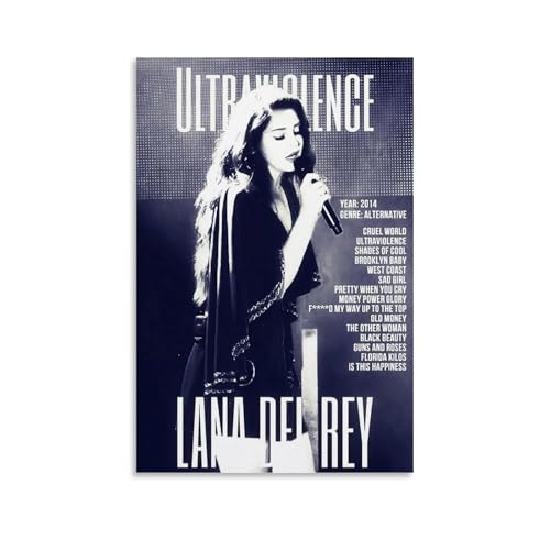 Singer Lana Del Rey Poster Music Vintage Cover Für Zimmer, Ästhetische Leinwand-Wandkunst, Schlafzimmer-Dekor Poster 20x30inch(50x75cm) von Mianm
