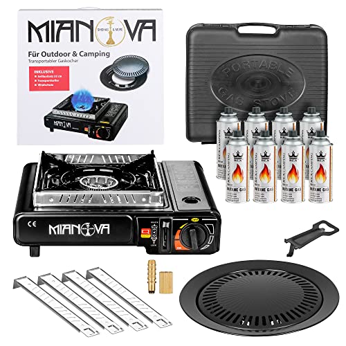 Mianova Campingkocher Set Outdoor Gaskocher BBQ Anzünder Grill Notfallkocher Gaskartuschen Gas Kocher Tisch Herd 1 flammig Grillplatte Kartuschen 8 Gasflaschen Mianova Campingkocher Set Outdoor Gaskocher BBQ Anzünder Grill Notfallkocher Gaskartuschen Gas Kocher Tisch Herd 1 flammig Grillplatte Kartuschen 8 Gasflaschen von Mianova