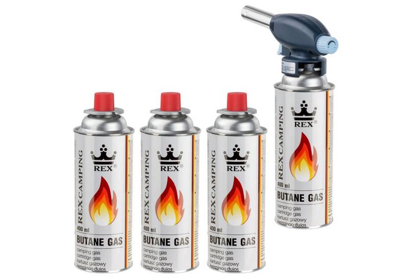 Mianova Unkrautbrenner Lötbrenner inkl.4 Gaskartuschen Bunsenbrenner Gasbrenner Piezozündung, 1300 °C maximal, (Bunsenbrenner Gasbrenner Set Lötzubehör Gasbrenner Hobby und Garten) von Mianova