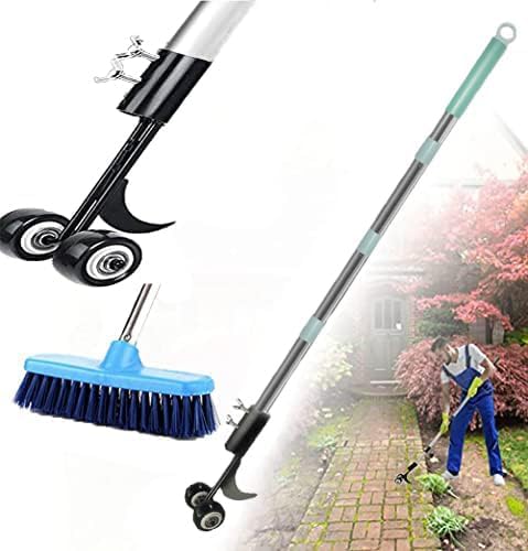 MiaoMa Patio Weed Remover Tool Stiff Bristle Brush Scraper Set mit 125cm Langem Griff Hook Weeder Ohne Kniend mit Rädern Entfernen Unkraut Moos aus Block Pflaster MiaoMa Patio Weed Remover Tool Stiff Bristle Brush Scraper Set mit 125cm Langem Griff Hook Weeder Ohne Kniend mit Rädern Entfernen Unkraut Moos aus Block Pflaster von MiaoMa