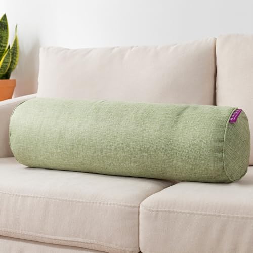 Miaogoo Bequemes einfarbiges Nackenrolle zur Unterstützung des Nackens und des Rückens, atmungsaktiv, rund, weiches langes Rückenkissen (Grün, 20 x 80 cm) von Miaogoo