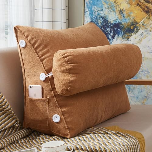 Miaogoo Cozy Bed Sofa Lesekissen, dickes Kopf- und Rückenstützkissen, waschbarer Bezug, weiches, bequemes Rückenlehnenkissen, Bettkeilkissen (Khaki, 45 x 20 x 50 cm) von Miaogoo