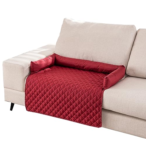 Miaogoo Gemütliches Hunde-Sofa-Bett, wasserdichter Haustiermöbelschutz, rutschfester Sofabett-Bezug, waschbares Hunde-Katzenkissen für mittelgroße und große Hunde und Katzen (90 x 120 cm, rot) von Miaogoo