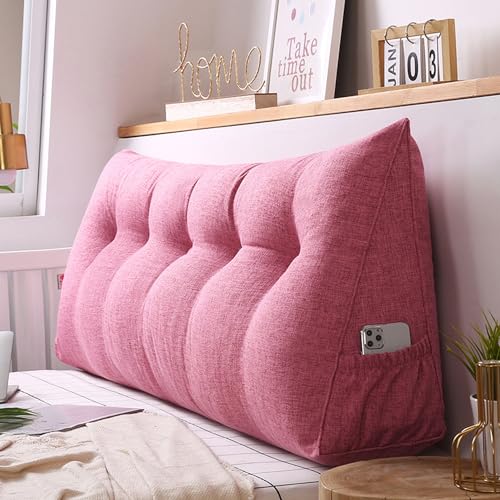 Miaogoo Rückenkissen, weiches Kopfteil, Lesekissen, Tatami, Bett, Sofa, Nackenrolle, abnehmbar, für Kopf, Taille, Rücken, Lendenwirbelstützkissen, Keilkissen (120 x 20 x 50 cm, Rosa) von Miaogoo