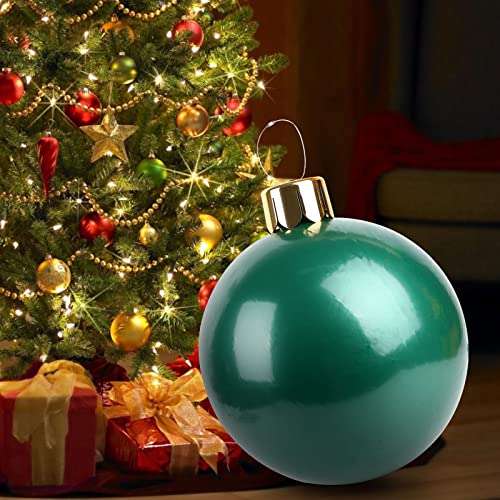 Groß Weihnachten Aufblasbar Ball, 18 Zoll PVC Wasserdicht Weihnachtskugel Deko Gartendekorationen Christbaumkugel Ornamente mit Aufhängeöse Luftpumpe für Garten Indoor Outdoor Dekoration (Grün) von Miaosen