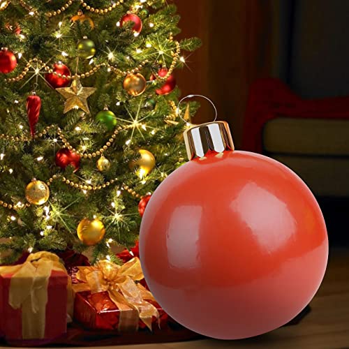 Groß Weihnachten Aufblasbar Ball, 18 Zoll PVC Wasserdicht Weihnachtskugel Deko Gartendekorationen Christbaumkugel Ornamente mit Aufhängeöse Luftpumpe für Garten Indoor Outdoor Dekoration (Rot) von Miaosen