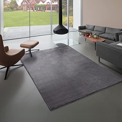 Mia´s Teppiche Bella Kuscheliger Hochflor Langflor Wohnzimmer Fellteppich, Super Soft, Kunstfell, Flauschig, Anthrazit, 140 x 200 cm von Mias Teppiche