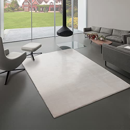 Mia´s Teppiche Bella Kuscheliger Hochflor Langflor Wohnzimmer Fellteppich, Super Soft, Kunstfell, Flauschig, Beige, 140 x 200 cm von Mias Teppiche