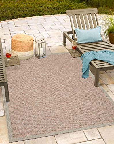 Mia´s Teppiche Denver robuster Outdoor Teppich, modern, Wetterfest & UV-beständig, für Balkon, Terrasse und Wintergarten, flach, auch für Küche oder Esszimmer, Beige-Terra, 80 x 150 cm von Mias Teppiche