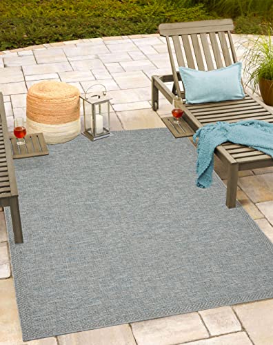 Mia´s Teppiche Denver robuster Outdoor Teppich, modern, Wetterfest & UV-beständig, für Balkon, Terrasse und Wintergarten, flach, auch für Küche oder Esszimmer, Türkis, 80 x 150 cm von Mias Teppiche