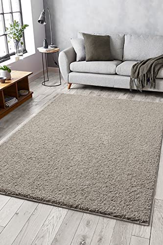 Mia´s Teppiche Lessy Waschbar Teppich, Hochflor, Langflor, Wohnzimmer, Schlafzimmer, Einfarbig, waschbar, Anti-Rutsch, 30 mm Florhöhe, Sand, 80 x 150 cm von Mias Teppiche