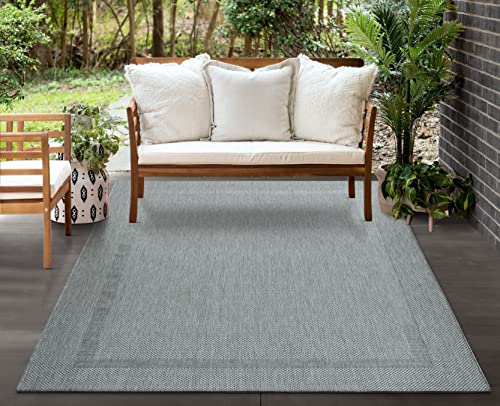 Mia´s Teppiche Malaga In- & Outdoor Teppich Flachgewebe, Modisches Design, Schicke Farben, für Balkon und Terrasse geeignet, Waschbar- und Witterungsbeständig, Grau, 080 x 150 cm von Mias Teppiche