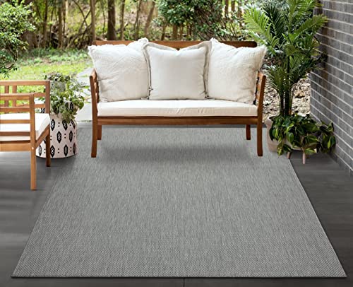 Mia´s Teppiche Malaga In- & Outdoor Teppich Flachgewebe, Modisches Design, Schicke Farben, für Balkon und Terrasse geeignet, Waschbar- und Witterungsbeständig, Grau, 240 x 340 cm von Mias Teppiche
