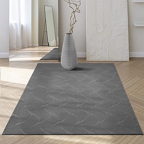 Mia´s Teppiche Rosy - stilvoller 3D Teppich mit Anti-Rutsch-Rücken, flauschig, rutschfest und pflegeleicht, Anthrazit, 140 x 200 cm von Mias Teppiche