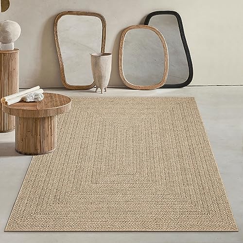 Mia´s Teppiche Soil - wetterfester In- und Outdoor Teppich im Natürlichem Jute-Look, wetterfest, geeignet für Terrasse und Garten, ca. 200 x 290 cm von Mias Teppiche