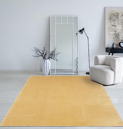 Mia´s Teppiche Taos kuscheliger Kurzflor Teppich, Anti-Rutsch Unterseite, Waschbar bis 30 Grad, Super Soft, Felloptik, Gold, 240 x 340 cm von Mias Teppiche