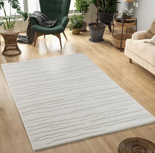Mia's Teppiche Theo - moderner Kurzflor mit Hoch-Tief-Effekt, 3D Effekt, hohe Flordichte, weich, Abstraktes Design, Creme, 200 x 290 cm Mia's Teppiche Theo - moderner Kurzflor mit Hoch-Tief-Effekt, 3D Effekt, hohe Flordichte, weich, Abstraktes Design, Creme, 200 x 290 cm von Mias Teppiche