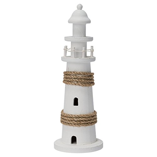 miaVILLA Deko-Leuchtturm - maritiim - shabby-style - Paulownienholz - ca. H 28 cm von Miavilla