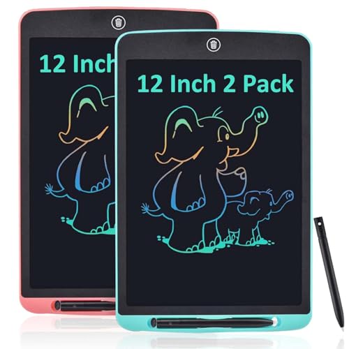 LCD Schreibtafel Kinder 12 Zoll Set,mit Schutzhülle, Elektronisches Grafiktablett Tragbares Zeichentablett für Kinder und Erwachsene, Schreibtafel für Zuhause, Schule und Büro (Rot + Blau) von Miavogo