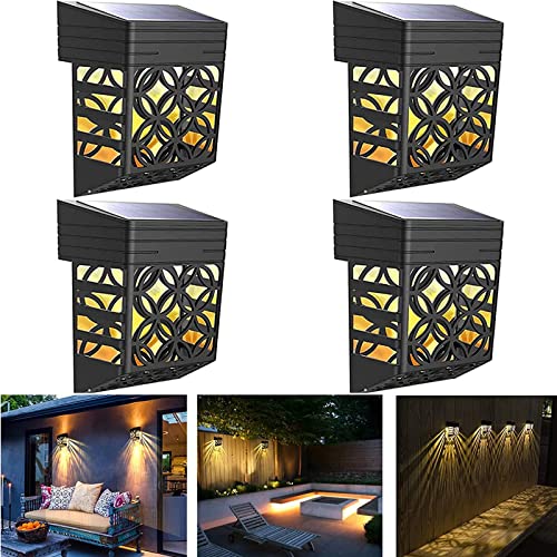 Miavogo Solarlampe Wandlampen für Außen, 4 Stück Dekorative Solarleuchten Wandleuchten Wasserdicht IP54 Warmweiß Solar Außenleuchten für Garten Terrasse Haustür Treppe Garage Balkon Wege von Miavogo