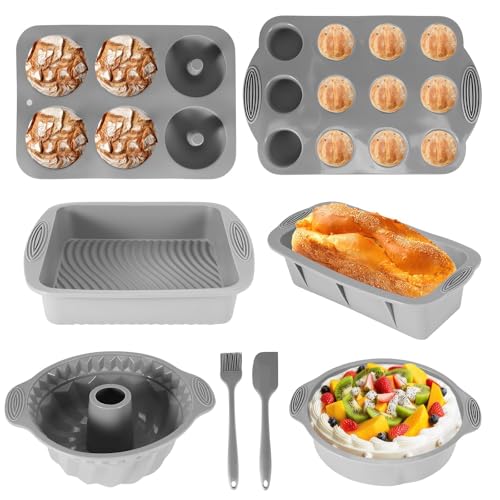 Miawtro Backformen Set,8 in 1 Silikon Backformen Grey Set,Antihaftbeschichtung Silikon Backformens Lebensmittelechtheit,Hohe Temperaturbeständigkeit Backform Silikons Für Donut Cupcakes Pizzamuffin Miawtro Backformen Set,8 in 1 Silikon Backformen Grey Set,Antihaftbeschichtung Silikon Backformens Lebensmittelechtheit,Hohe Temperaturbeständigkeit Backform Silikons Für Donut Cupcakes Pizzamuffin von Miawtro