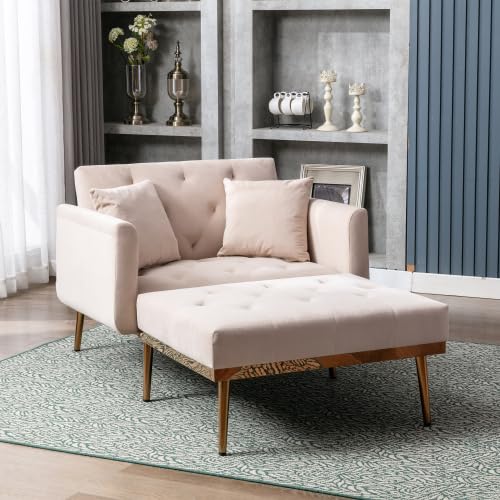 Miawtro Moderne Stil Sessel, 165x90x77cm verstellbare Rückenlehne Sessel Liegestuhl, Klappsofa Stuhl, geeignet für Wohnzimmer Schlafzimmer Studie Zimmer Sessels (Mango) von Miawtro