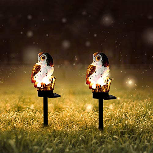 Miawtro Solar Eule Gartendeko,wasserdichte Solar Rasen Lampe,Automatischer Schalter LED Solar Gartenlicht,Solar Gartenlicht Eule Form Gartenbeleuchtung für Außen Hof Balkon Weg Deko (Grau) von Miawtro