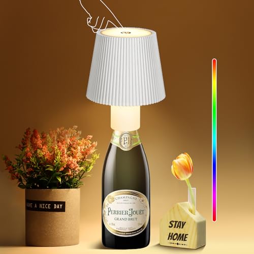 Miawtro Weinflaschenlampe, LED Tischleuchte Kabellos mit 3600 mAh Akku und Touchscreen, 3000K Lampe für Flaschenhals Wasserdicht IP54, Dimmung Flaschen Lampe für Schlafzimmer Wohnzimmer Miawtro Weinflaschenlampe, LED Tischleuchte Kabellos mit 3600 mAh Akku und Touchscreen, 3000K Lampe für Flaschenhals Wasserdicht IP54, Dimmung Flaschen Lampe für Schlafzimmer Wohnzimmer von Miawtro