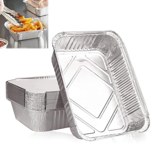 Alu Tropfschalen, 20 Veggie Aluschalen Grillschalen, Zubehör für Gasgrill, Kohlegrill & Elektrogrill als Fettauffangschale, Einwegschale aus Aluminium zum Grillen für Picknick, Grill, Ofen, 22 x 16 cm von Miayical